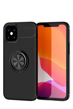 CepteToptan iPhone 12 Mini Kılıf Range Yüzüklü Silikon - Siyah - DROPX4540-5061