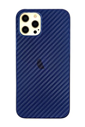 CepteToptan iPhone 12 Pro Max Kılıf Karbon PP Silikon - Mavi - DROPX1378-1107