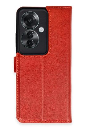 CepteToptan Oppo Reno 11F Kılıf Trend S Plus Kapaklı Kılıf - Kırmızı - DROPX2169-2193
