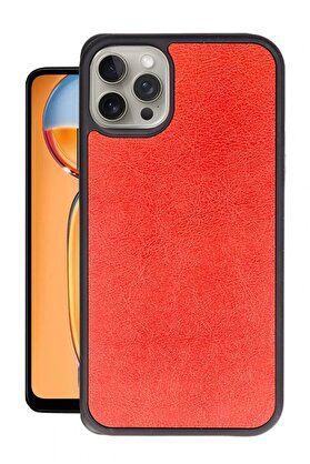 CepteToptan iPhone 15 Pro Max Kılıf Aras Deri Kapak - Kırmızı - DROPX6908-1651