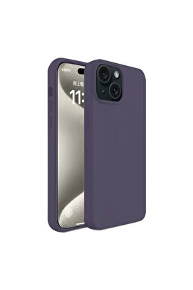 CepteToptan iPhone 15 Kılıf First Silikon - Mürdüm - DROPX8613-5857