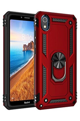 CepteToptan Xiaomi Redmi 7A Kılıf Sofya Yüzüklü Silikon Kapak - Kırmızı - DROPX2818-3870