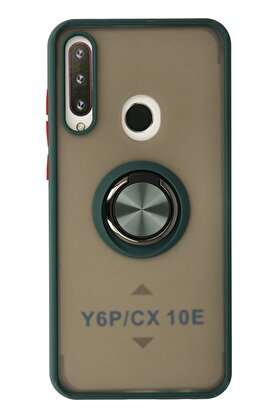 CepteToptan Huawei Y6P Kılıf Montreal Yüzüklü Silikon Kapak - Yeşil - DROPX7091-7010