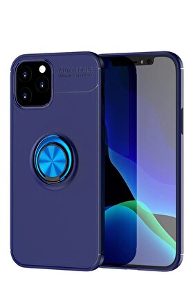 CepteToptan iPhone 12 Kılıf Range Yüzüklü Silikon - Mavi - DROPX5795-3009