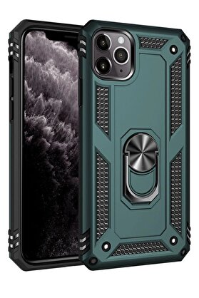 CepteToptan iPhone 11 Pro Max Kılıf Sofya Yüzüklü Silikon Kapak - Yeşil - DROPX7469-8771