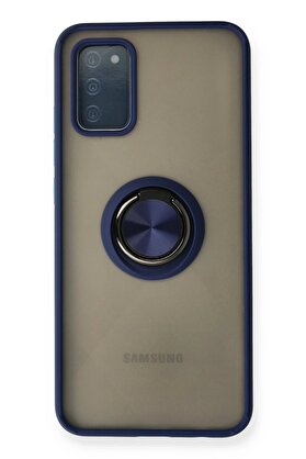 CepteToptan Samsung Galaxy A02S Kılıf Montreal Yüzüklü Silikon Kapak - Lacivert - DROPX5307-9193