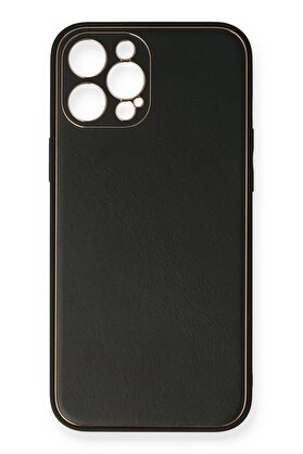 CepteToptan iPhone 12 Pro Kılıf Coco Deri Silikon Kapak - Siyah - DROPX2333-4195