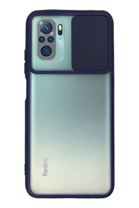 CepteToptan Xiaomi Redmi Note 10 Kılıf Palm Buzlu Kamera Sürgülü Silikon - Lacivert - DROPX1566-3882