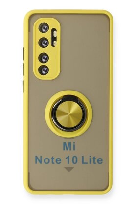 CepteToptan Xiaomi Mi Note 10 Lite Kılıf Montreal Yüzüklü Silikon Kapak - Sarı - DROPX9766-7810