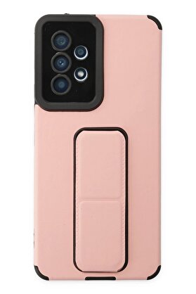 CepteToptan Samsung Galaxy A53 5G Kılıf Mega Standlı Silikon - Pudra - DROPX1466-8775