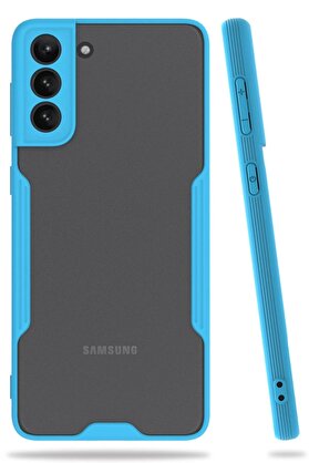 CepteToptan Samsung Galaxy S21 Plus Kılıf Platin Silikon - Mavi - DROPX3884-3882
