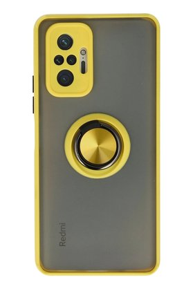 CepteToptan Xiaomi Redmi Note 10 Pro Kılıf Montreal Yüzüklü Silikon Kapak - Sarı - DROPX2233-7445