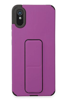 CepteToptan Xiaomi Redmi 9A Kılıf Mega Standlı Silikon - Mor - DROPX7190-3572