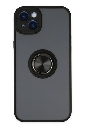 CepteToptan iPhone 14 Kılıf Montreal Yüzüklü Silikon Kapak - Siyah - DROPX5460-8291