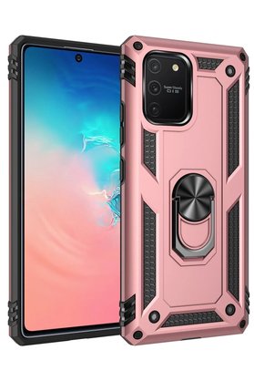 CepteToptan Samsung Galaxy A91 / S10 Lite Kılıf Sofya Yüzüklü Silikon Kapak - Rose - DROPX4230-9786
