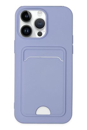 CepteToptan iPhone 14 Pro Kılıf Kelvin Kartvizitli Silikon - Lila - DROPX6313-4609