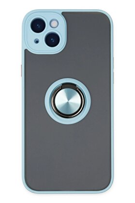 CepteToptan iPhone 14 Kılıf Montreal Yüzüklü Silikon Kapak - Buz Mavi - DROPX8769-2939