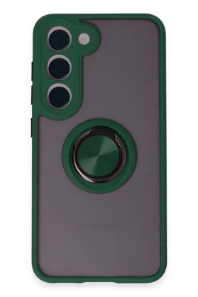 CepteToptan Samsung Galaxy S23 Kılıf Montreal Yüzüklü Silikon Kapak - Yeşil - DROPX3522-4268