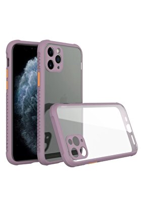 CepteToptan iPhone 11 Pro Max Kılıf Miami Şeffaf Silikon - Açık Mor - DROPX4403-4130