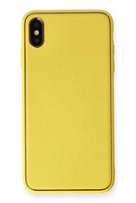 CepteToptan iPhone XS Max Kılıf Coco Deri Silikon Kapak - Sarı - DROPX1304-3823