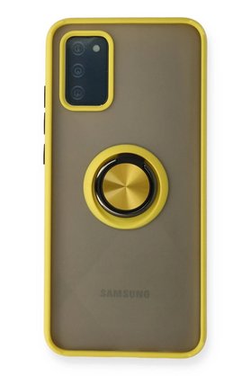 CepteToptan Samsung Galaxy A02S Kılıf Montreal Yüzüklü Silikon Kapak - Sarı - DROPX3717-9261