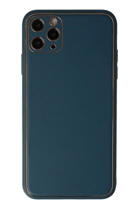 CepteToptan iPhone 11 Pro Max Kılıf Coco Deri Silikon Kapak - Mavi - DROPX1452-1402