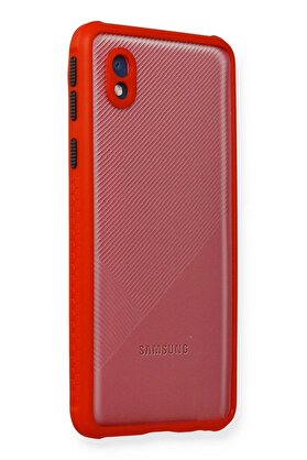 CepteToptan Samsung Galaxy A01 Core Kılıf Miami Şeffaf Silikon - Kırmızı - DROPX8781-7539