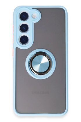 CepteToptan Samsung Galaxy S23 Kılıf Montreal Yüzüklü Silikon Kapak - Buz Mavi - DROPX7531-7581