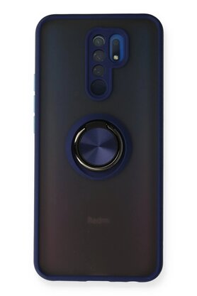 CepteToptan Xiaomi Redmi 9 Kılıf Montreal Yüzüklü Silikon Kapak - Lacivert - DROPX3132-8340