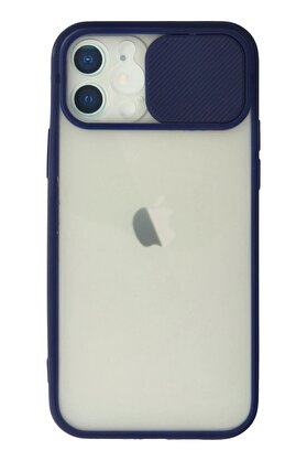 CepteToptan iPhone 12 Kılıf Palm Buzlu Kamera Sürgülü Silikon - Lacivert - DROPX8309-9391