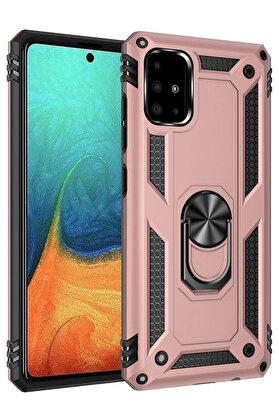 CepteToptan Samsung Galaxy A71 Kılıf Sofya Yüzüklü Silikon Kapak - Rose - DROPX1906-5339