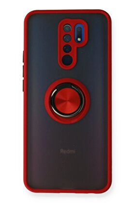 CepteToptan Xiaomi Redmi 9 Kılıf Montreal Yüzüklü Silikon Kapak - Kırmızı - DROPX7950-5997