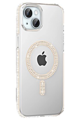 CepteToptan Apple iPhone 14 Move Taşlı Magsafe Kapak - Pembe - DROPX4964-4503