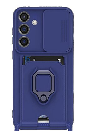 CepteToptan Samsung Galaxy S25 Plus Kılıf Zuma Kartvizitli Yüzüklü Silikon - Lacivert - DROPX5643-9196