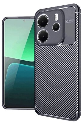 CepteToptan Xiaomi Redmi Note 14 4G Kılıf Auto Focus Karbon Kapak - Lacivert - DROPX3410-2893
