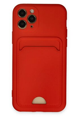 CepteToptan iPhone 11 Pro Kılıf Kelvin Kartvizitli Silikon - Kırmızı - DROPX7624-9658