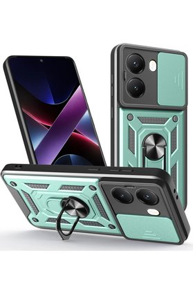 CepteToptan Xiaomi Poco X7 Pro Kılıf Pars Lens Yüzüklü Silikon - Yeşil - DROPX8426-1298