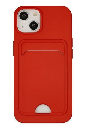 CepteToptan iPhone 14 Plus Kılıf Kelvin Kartvizitli Silikon - Kırmızı - DROPX9087-2658