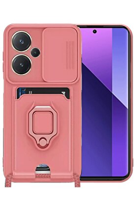 CepteToptan Xiaomi Redmi Note 13 Pro Plus Kılıf Zuma Kartvizitli Yüzüklü Silikon - Pemb - DROPX5532-2337