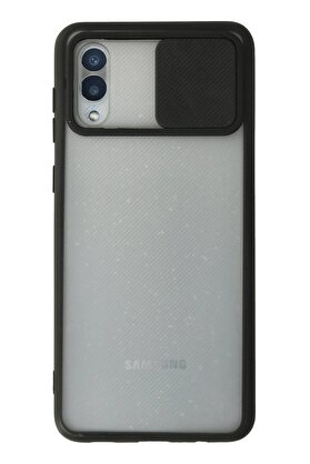 CepteToptan Samsung Galaxy A02 Kılıf Palm Buzlu Kamera Sürgülü Silikon - Siyah - DROPX4713-8313