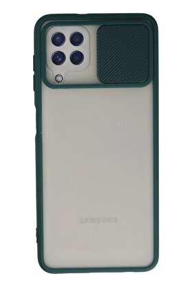 CepteToptan Samsung Galaxy A22 Kılıf Palm Buzlu Kamera Sürgülü Silikon - Yeşil - DROPX2332-3831