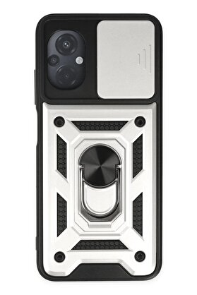 CepteToptan Xiaomi Poco M5 Kılıf Pars Lens Yüzüklü Silikon - Gümüş - DROPX3933-6761