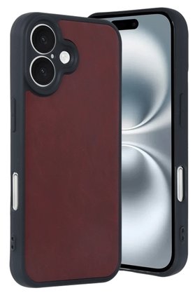 CepteToptan iPhone 16 Kılıf Aras Deri Kapak - Bordo - DROPX7737-1509