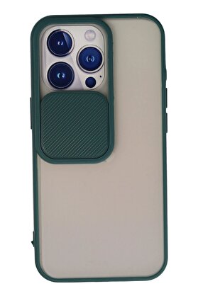 CepteToptan iPhone 13 Pro Kılıf Palm Buzlu Kamera Sürgülü Silikon - Yeşil - DROPX9606-7260