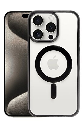 CepteToptan iPhone 15 Pro Kılıf Erozi Magsafe Kapak - Siyah - DROPX1778-5256