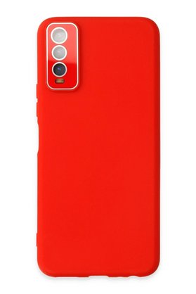 CepteToptan Vivo Y11S Kılıf Lansman Glass Kapak - Kırmızı - DROPX7409-5449