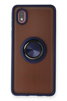 CepteToptan Samsung Galaxy A01 Core Kılıf Montreal Yüzüklü Silikon Kapak - Lacivert - DROPX2033-1706
