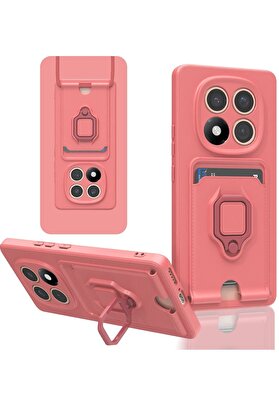 CepteToptan Xiaomi Redmi Note 14 Pro 4G Kılıf Zuma Kartvizitli Yüzüklü Silikon - Pembe - DROPX1998-1906