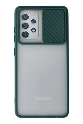 CepteToptan Samsung Galaxy A52 Kılıf Palm Buzlu Kamera Sürgülü Silikon - Yeşil - DROPX5108-5028