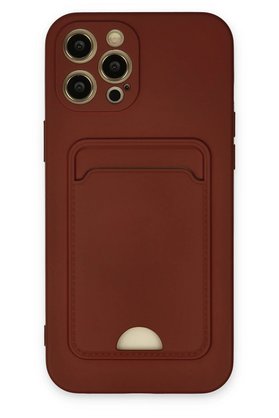 CepteToptan iPhone 12 Pro Max Kılıf Kelvin Kartvizitli Silikon - Bordo - DROPX6109-9772